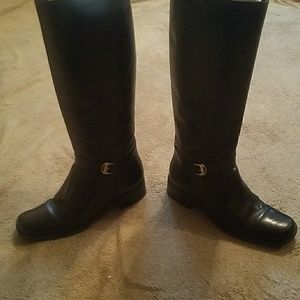 Black leather riding boots